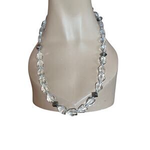 1990s Clear Glass Bead Crystal Necklace